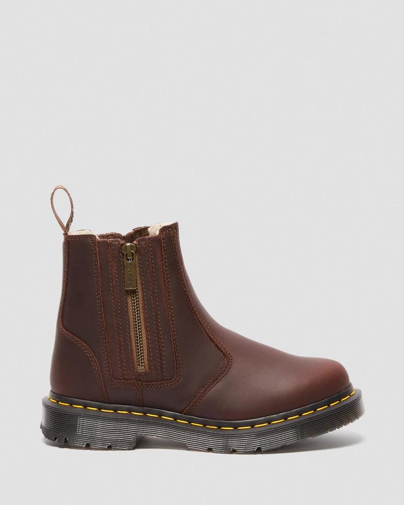 Brown Women's Dr Martens 2976 DM's Wintergrip Zip Work Boots | CA 396UZG